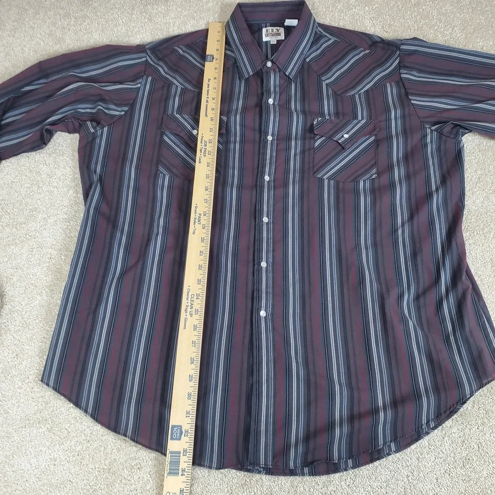 ELY Cattleman Western Shirt Men's Size XXL Pearl Snaps Long Sleeve‎ Stripe